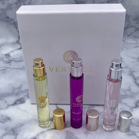 Versace Gift Set-White Pouch,Bright Crystal,Eros,Dylan-10ml,0.3oz-4pc-BOXED-NEW - Picture 2 of 16